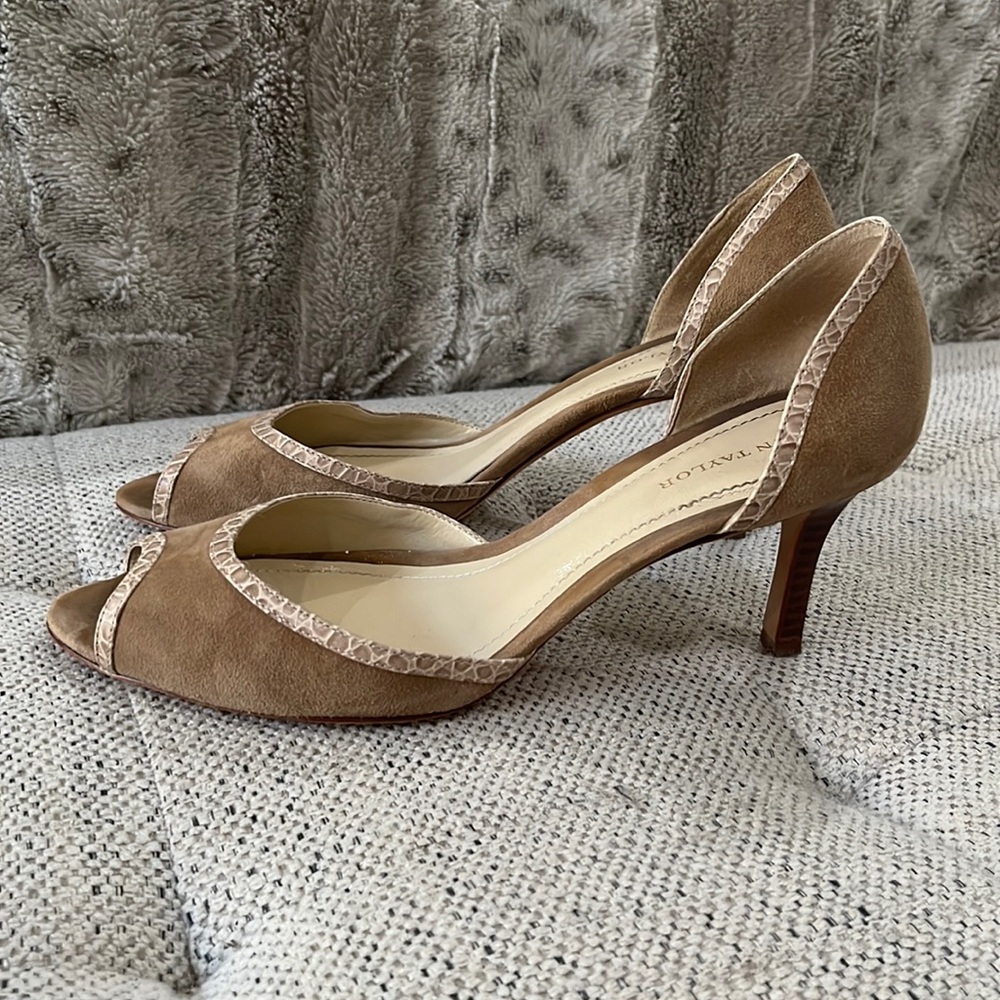 Ann Taylor suede peep toe heels